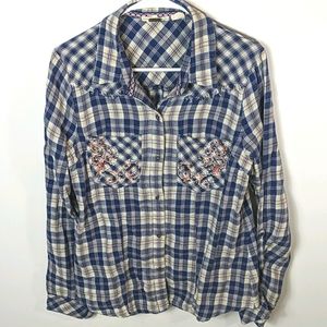 Miss Me Embellished Pocket Lightweight 100% Cotton Flannel M